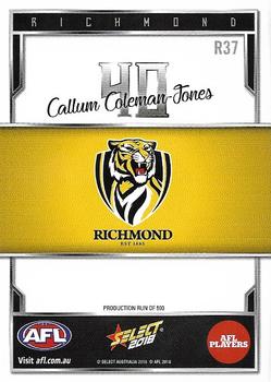 2018 Select AFL Club Team Sets - Richmond Tigers #R37 Callum Coleman-Jones Back